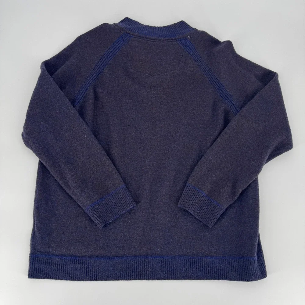 Robert Graham Quarter Zip Sweater Mens XL‎ Blue Wool Blend Classic Fit